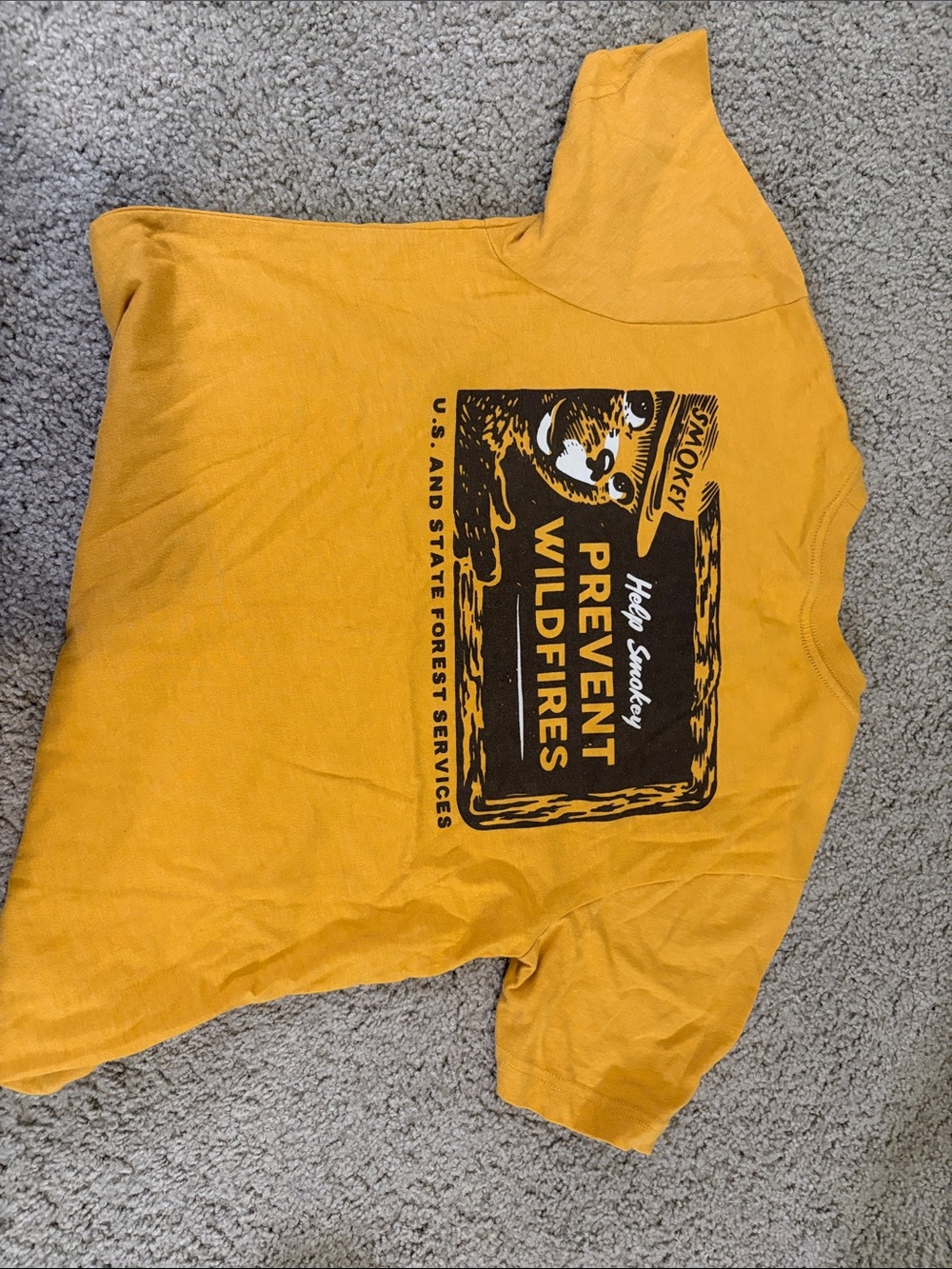 Smokey the Bear Mustard Yellow Graphic Tee - Prevent Wildfires